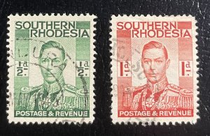 Rhodesia #42,43 Used (British South Africa) 1937 King George VI