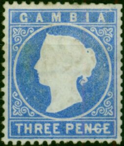 Gambia 1880 3d Pale Dull Ultramarine SG14bc Fine Unused