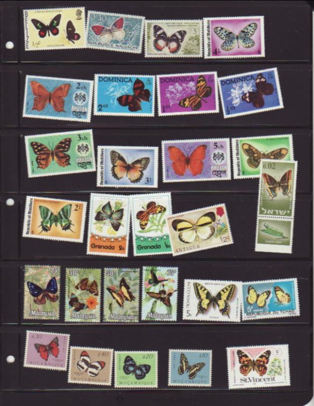 Lot of all different Butterflies MNH