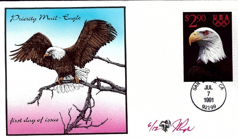 RARE Pugh Designed/Painted Priority Eagle FDC...6 of ONLY 12 created!