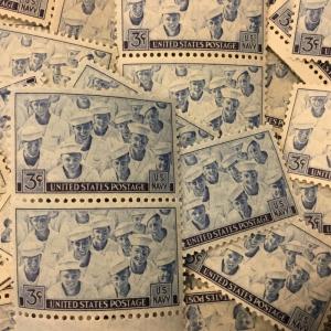 935   Navy in World War II. 100 count  3¢ mint stamps.  Issued in 1945