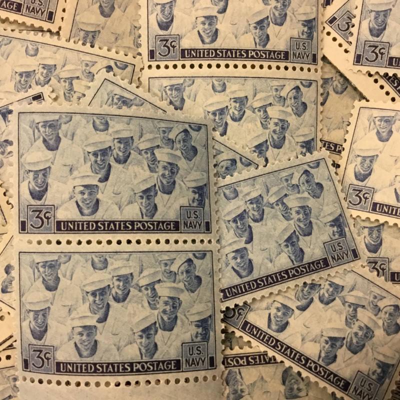 935   Navy in World War II. 100 count  3¢ mint stamps.  Issued in 1945