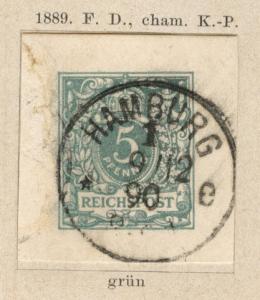 Germany 1889 postcard cut corner used