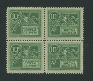 1908 United States Special Delivery Stamp #E7 Mint Never Hinged OG Block of 4