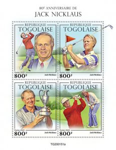 Togo Golf Stamps 2020 MNH Jack Nicklaus Sports Famous People 4v M/S