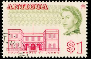 ANTIGUA SG193b, $1 cerise & yellow-olive, FINE USED, CDS. PERF 13½.