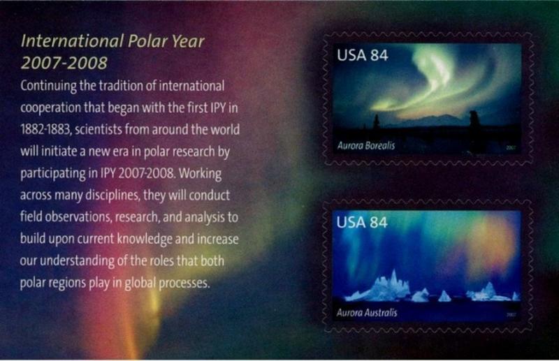 2007 International Polar Year Sc 4123 Aurora Borealis Aurora Australis Pane of 2