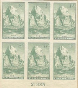 US, Scott #763, 8¢ National Parks issue,  NGASI LH,  PB of 6, CV $35.00
