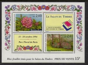 France 1993 Flowers Salon du Timbre SS VF MNH (2395)