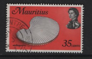 Mauritius  #348  used   1969  marine life  35c