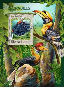 Sierra Leone Birds on Stamps 2016 MNH Hornbills Hornbill 1v S/S