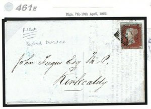 LATVIA MARITIME *Riga* Printed Letter Posted GB SCOTLAND Dundee 1852 Cover 461e