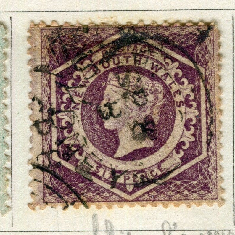 NEW SOUTH WALES; 1860s classic QV perf issue fine used shade of 6d. value