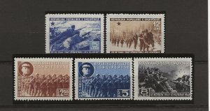 Albania 1947-8 Liberation set of 2 & Peoples Army set of 3 sg.487-91 & 506-8 MNH