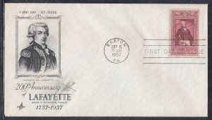 United States Scott 1097 Art Craft FDC - Marquis de Lsfayette