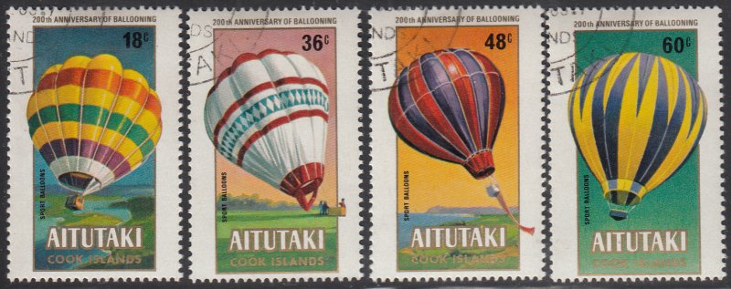 Aitutaki 1983 used Sc 288-291 Hot air balloons Manned Flight 200th