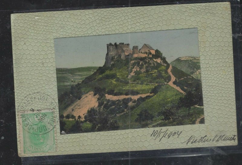 ROMANIA POSTAGE DUE COVER (P2712B)  1904 PPC SENT TO FRANCE POSTAGE DUE 10C #6