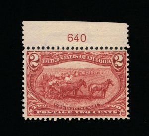 GENUINE SCOTT #286 VF-XF MINT OG NH 1898 COPPER RED 2¢ TRANS-MISS EXPO PLATE 640