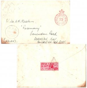 Egypt Red 1P British Forces in Egypt Letter Sphinx c1934 Egypt Postage Prepai...