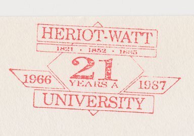 Meter cover GB / UK 1987 University Heriot -Watt Edinburgh