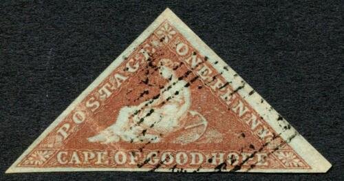 Cape 1853 1d brown-red slightly blued paper SG3a Creased cat 375 pounds 