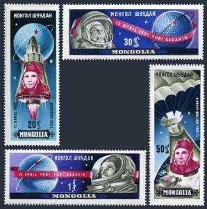 Mongolia 232-235, MNH. Michel 221-224. Yuri A.Gagarin, 1st man in space, 1961.