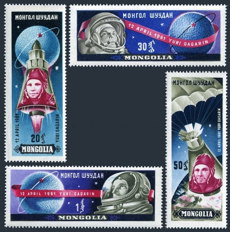 Mongolia 232-235, MNH. Michel 221-224. Yuri A.Gagarin, 1st man in space, 1961.