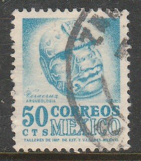 MEXICO 881, 50¢ 1950 Def 4th Issue Fluorescent unglazed. USED. VF. (1556)