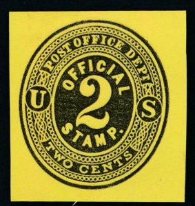 UNITED STATES (US) UO5 VF CUT SQUARE BLACK LEMON 2c OFFICIAL