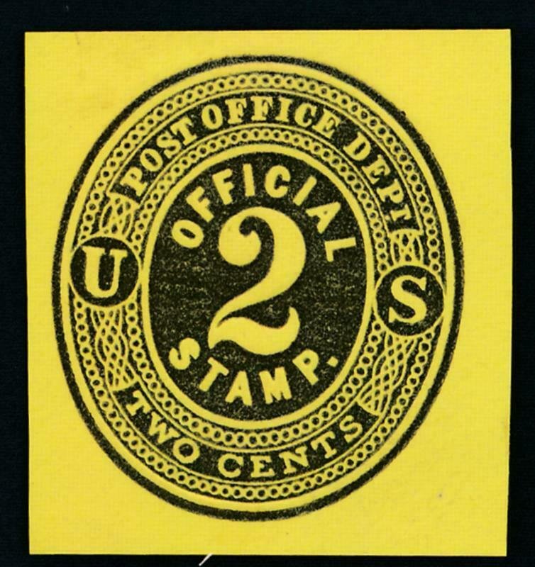 UNITED STATES (US) UO5 VF CUT SQUARE BLACK LEMON 2c OFFICIAL