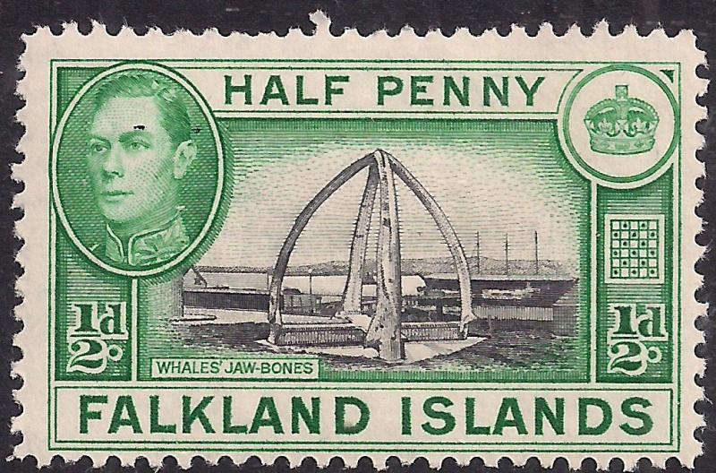 Falkland Islands 1936 - 50 KGV1 1/2d Whales Jaw Bone MM SG 146 ( H1188 )