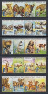 Chad Sc 870-884 MNH. 2000 Wildlife & Scouts emblem, cplt set, fauna, animals, VF