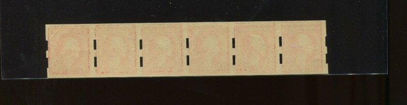 Scott 409 Var PINK BACK Schermack Type 3 Mint Strip of 6 Stamps NH (409-PB 1)