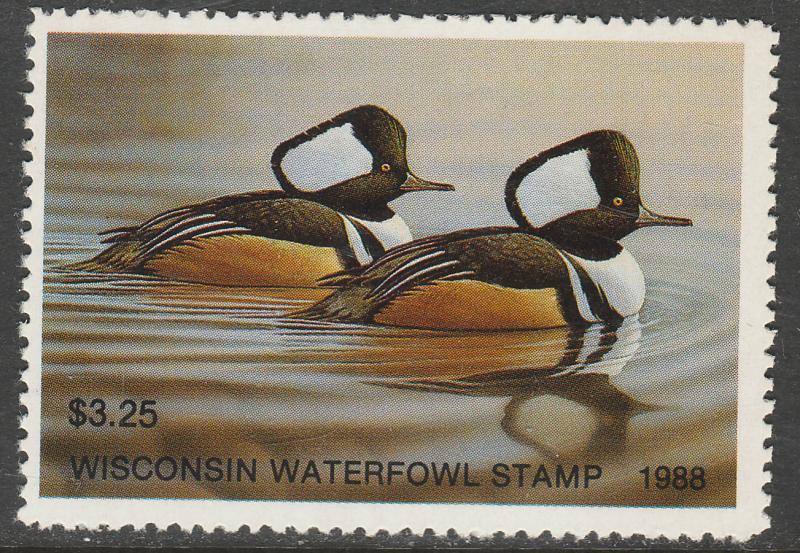 U.S.-WISCONSIN 11, STATE DUCK HUNTING PERMIT STAMP. MINT, NH. VF
