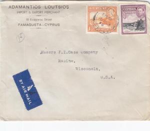 1948, Famagusta, Cyprus to Racine, WI, Airmail (24011)