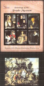 Maldives 2000 Art Paintings Prado Mi.3589/3624 Bl. 469/74 MNH 6 Scans