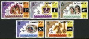 Dominica 521-525, Perf.14, MNH. QE II Silver Jubilee of the Reign.Artifacts,1977