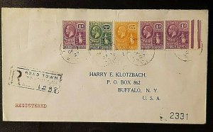 1927 Road Town Virgin Islands Buffalo New York Registered Multi Franking Cover