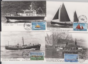 Guernsey 1974 RNLI Lifeboats set 4 Maxicards