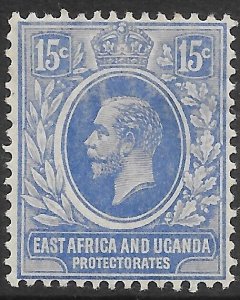 KENYA, UGANDA & TANGANYIKA SG49 1912 15c BRIGHT BLUE HVY MTD MINT