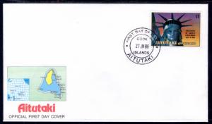 Aitutaki 394 Statue of Libert U/A FDC