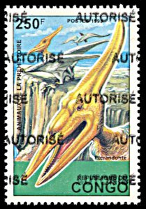 Congo Republic Michel A1530, MNH, AUTORISE overprint on Prehistoric Animal