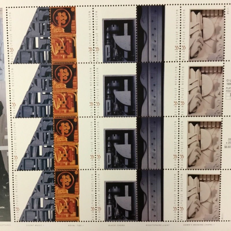 3379-3383    Louise Nevelson, Sculptor.  33¢ MNH sheet of 20.   Issued in 2000