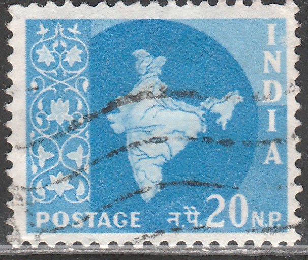 INDIA 284, MAP OF INDIA, USED, VF. (419)