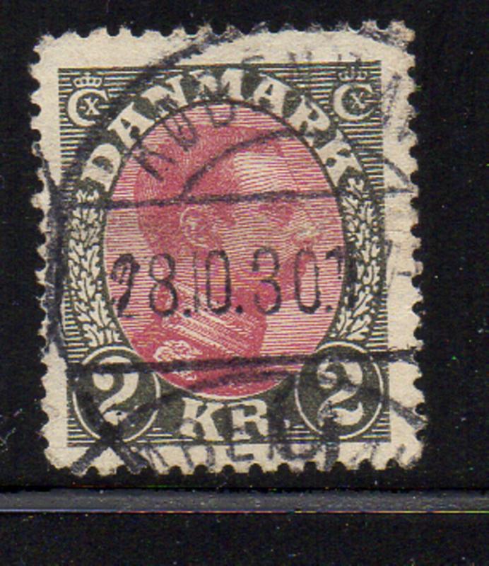 Denmark Sc 129 1925 2 kr gray & claret Christian X stamp used