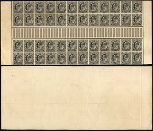 KEVII 6d DLR Imperf Plate Proof in Black a GUTTER BLOCK of 48 RARE
