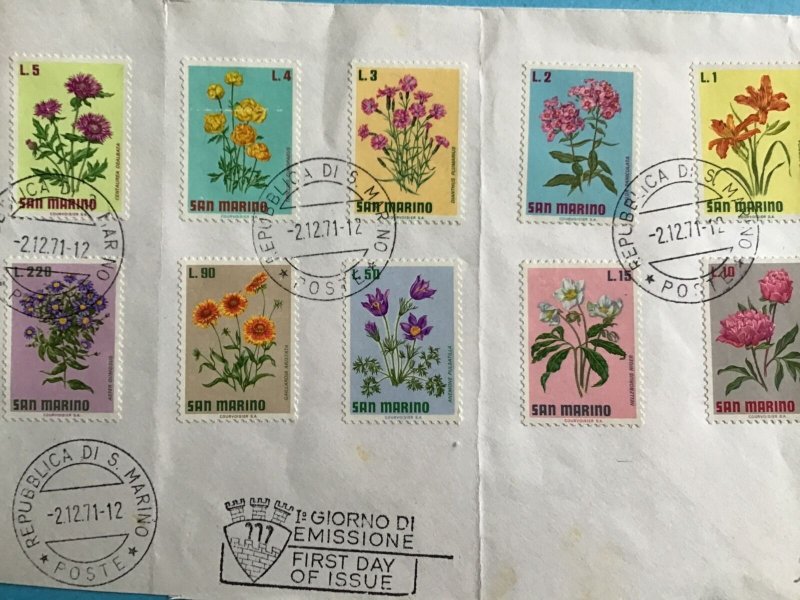 San Marino First Day Issue 1971 Flower Stamp Cover R42898