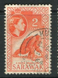 SARAWAK; 1955 early QEII issue fine used 2c. value