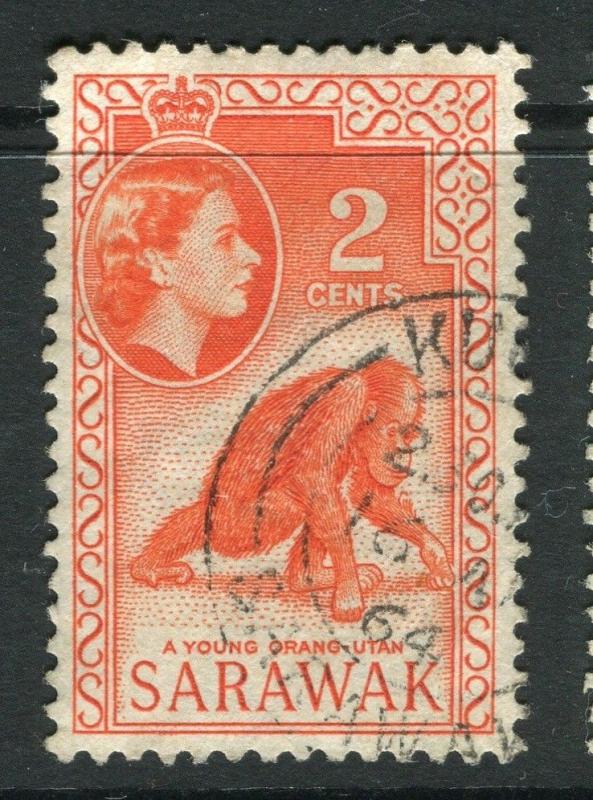 SARAWAK; 1955 early QEII issue fine used 2c. value