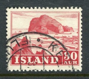 ICELAND; 1950 early Pictorial issue fine used 90a. value